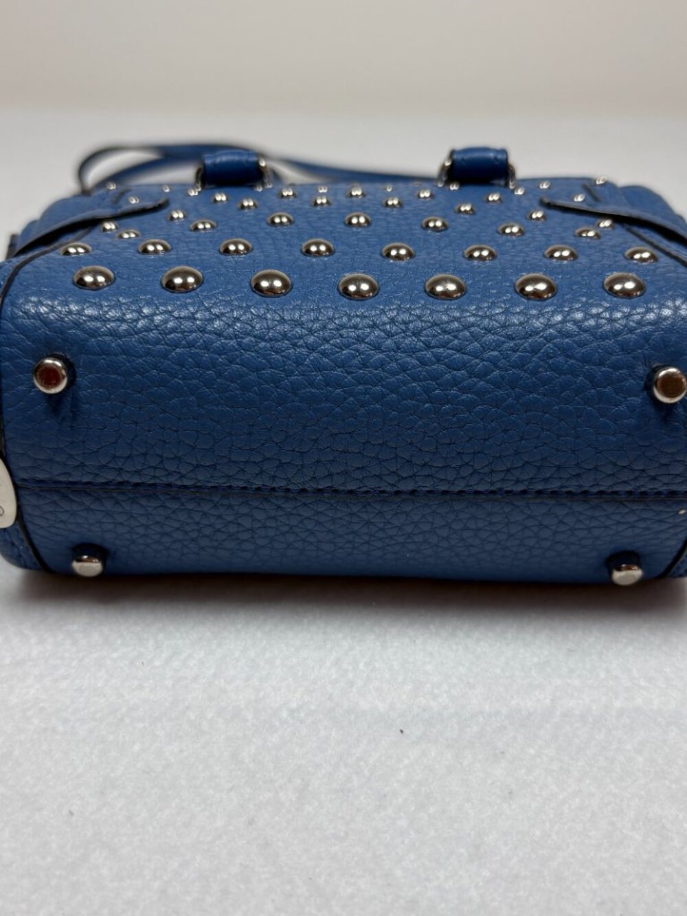 Coach Swagger 15 Blue Pebble Leather Ombre Rivets Crossbody Bag Quiet Luxury - Picture 4 of 11